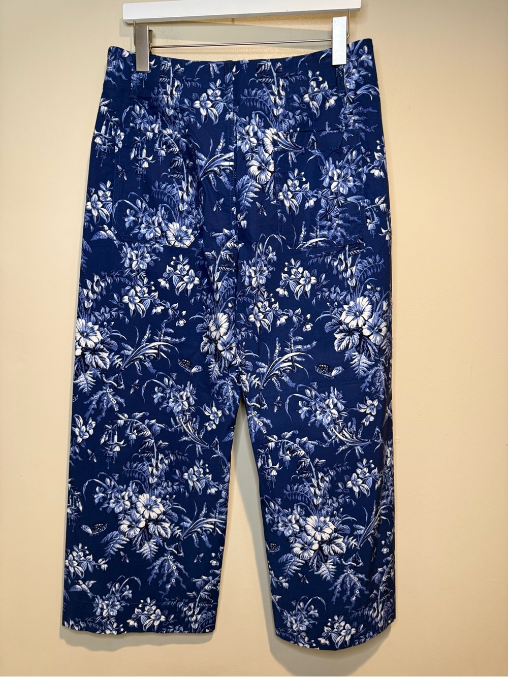 Anthropologie Maeve The Colette Cropped Wide-Leg Pants Blue Motif floral NWT - Picture 10 of 13